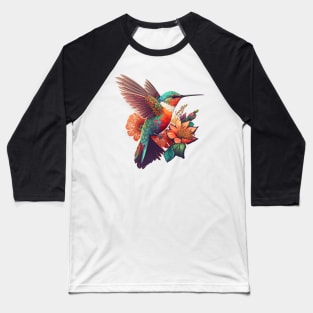 Hummingbird and Flowers Baseball T-Shirt